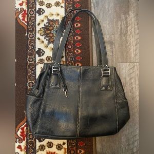 Black Leather Fossil Shoulder Bag Tote